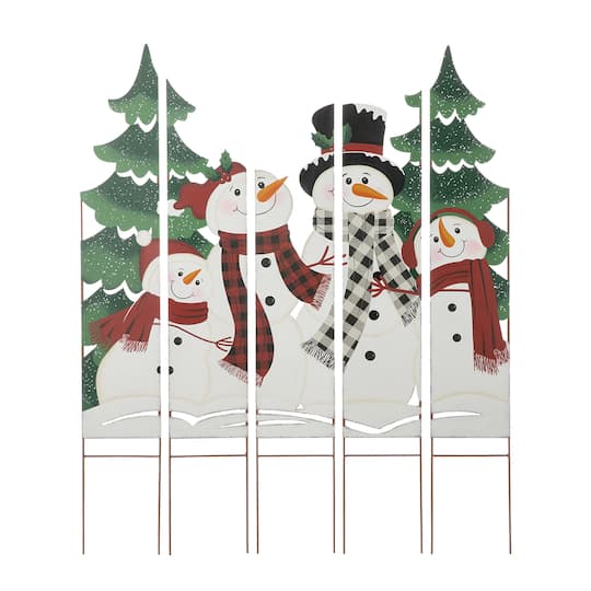 Glitzhome® 41.5'' Metal Snowman Family Combo Yardstake